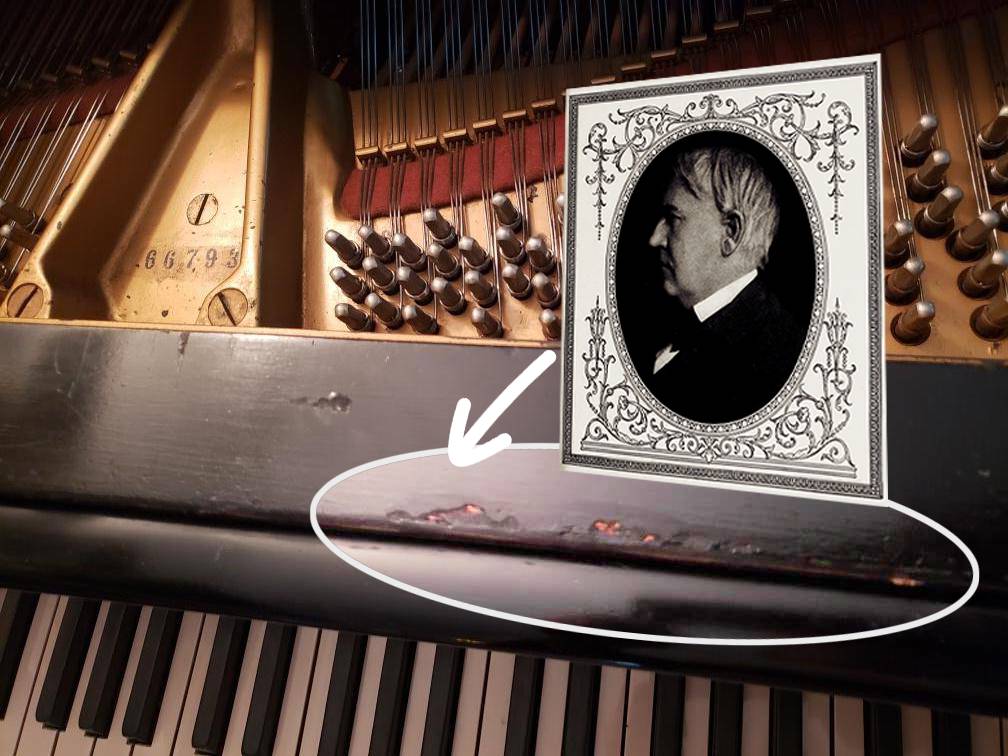 Thomas Edison's Steinway piano with bite marks