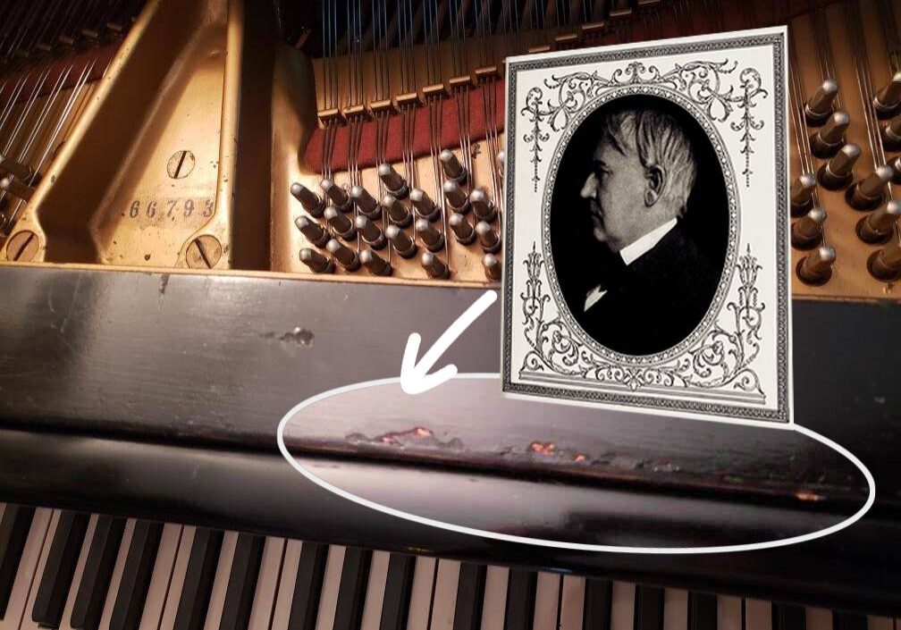 Thomas Edison's Steinway piano with bite marks